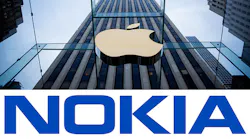 The Manhattan Apple store above the Nokia wordmark logo