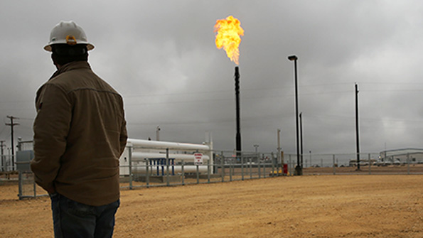Flared natural gas burns off at Apache Corporations operations