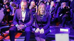 Mary Barra, GM Chairman and CEO, and Dan Ammann, President of GM, wait to reveal of the 2018 GMC Terrain at the 2017 North American International Auto Show on January 8, 2017, in Detroit.