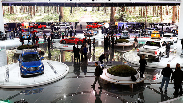 A portion of the Ford exhibit area at the North American International Auto Show