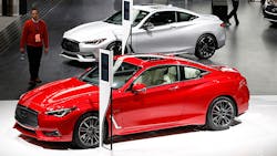 Three Infiniti sedans at the NAIAS at Detroit Three Infiniti sedans at the NAIAS at Detroit