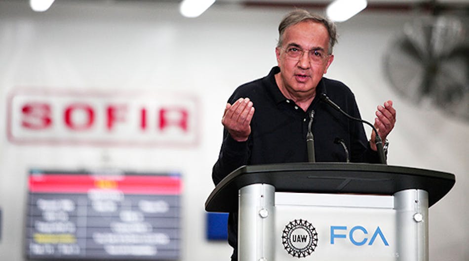 FCA CEO Sergio Marchionne speaks at the September 2016 opening of a new plant in Michigan.