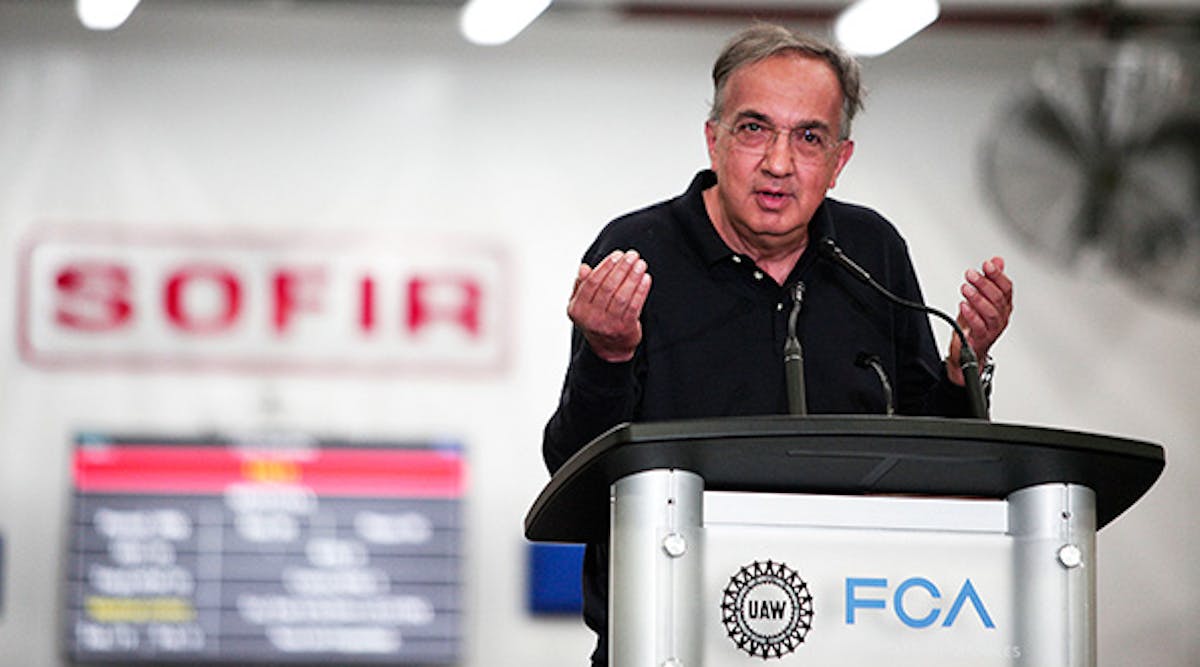 FCA CEO Sergio Marchionne speaks at the September 2016 opening of a new plant in Michigan.