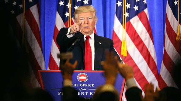 Presidentelect Donald Trump takes questions at a news conference at Trump Tower on Jan 11 in New York City This was Trump39s first official news conference since the November elections Photo by Spencer PlattGetty Images