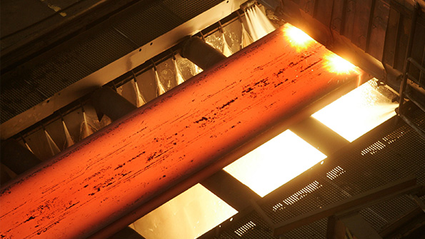 Hot steel at an ArecelorMittal mill in Belgium