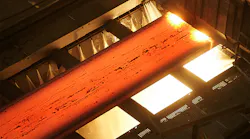 Hot steel at an ArecelorMittal mill in Belgium