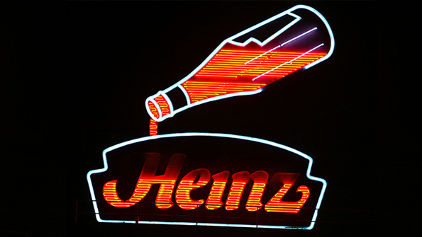 The famous neon Heinz bottle sign