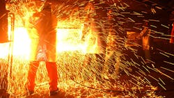 Molten steel is shaped into billets at the TAMCO mini mill in California Molten steel is shaped into billets at the TAMCO mini mill in California