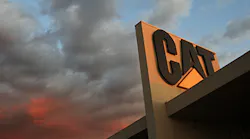 The Caterpillar logo outside a company building