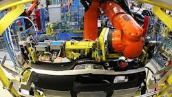 A Kuka AG industrial robot at a German Mercedes assembly plant A Kuka AG industrial robot at a German Mercedes assembly plant