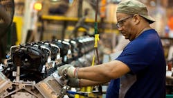 A worker at the Romulus Powertrain plant in Michigan A worker at the Romulus Powertrain plant in Michigan
