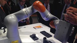 KUKA39s Intelligent Industrial Work Assistant built with Microsoft IoT services is a lightweight robot designed to show how robots and humans can work safely in close proximity KUKA39s Intelligent Industrial Work Assistant built with Microsoft IoT services is a lightweight robot designed to show how robots and humans can work safely in close proximity