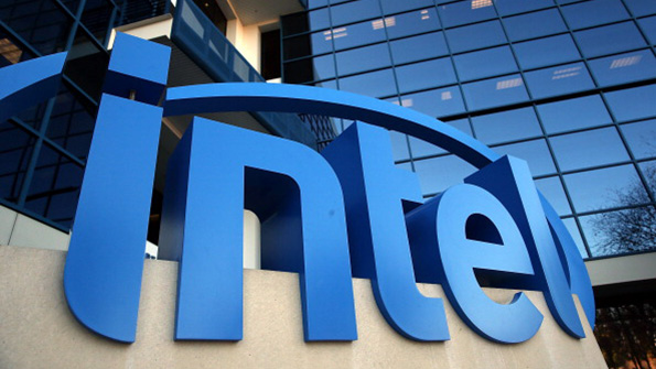 The Intel logo outside the companys headquarters in Santa Clara Calif