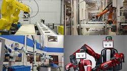 Industrial robots from, clockwise from top left, Fanuc, Kuka, Rethink and Yaskawa Motoman.