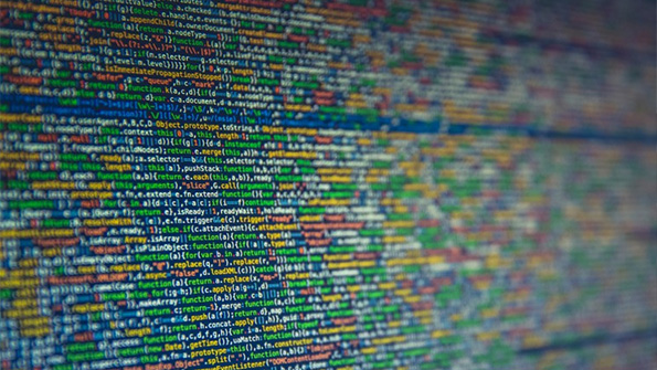 Colored code on a computer screen
