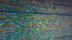 Colored code on a computer screen Colored code on a computer screen