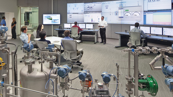 Emersonrsquos Integrated Operations iOps Center in Austin Texas provides customers realworld applications of IIoT technologies and strategies such as remote monitoring machine analytics video collaboration and connected expert analysis Nearly 200 customers visit the iOps Center annually