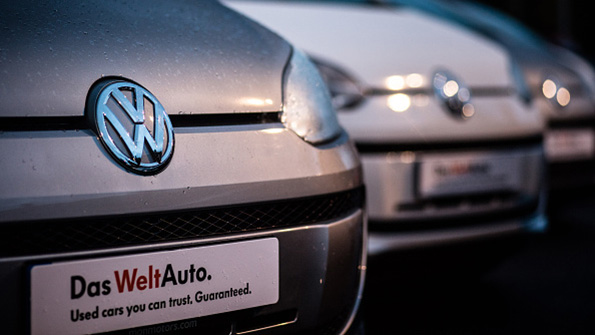 VW used cars on an English lot