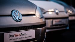 VW used cars on an English lot VW used cars on an English lot