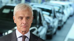 New Volkswagen Group chairman and CEO Matthias Mueller fields questions during an event earlier this month at the VW factory in Wolfsburg, Germany.