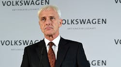 Volkswagen Group CEO Matthias Mueller speaks with the media following an internal meeting last month. Around 50 VW employees came forward during the company&apos;s whistleblower program.
