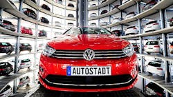 VW cars in the storage silo VW cars in the storage silo