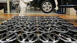 VW hood ornaments wait to be attached to cars at the Wolfsburg plant VW hood ornaments wait to be attached to cars at the Wolfsburg plant