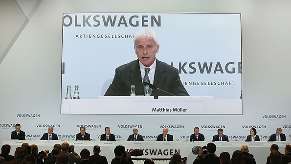 VW CEO Matthias Mueller addresses the media at the companys annual news confere