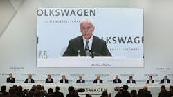 VW CEO Matthias Mueller addresses the media at the companys annual news confere VW CEO Matthias Mueller addresses the media at the companys annual news confere