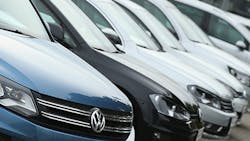 Volkswagen cars on a lot in Berlin Volkswagen cars on a lot in Berlin