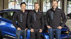 GM President Dan Ammann (right) with Cruise Automation co-founders Kyle Vogt (center) and Daniel Kan (left).