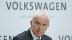 VW AG CEO Matthias Mueller addresses the press VW AG CEO Matthias Mueller addresses the press