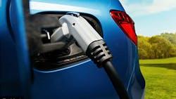 The charging port on a MercedesBenz BClass electric vehicle The charging port on a MercedesBenz BClass electric vehicle