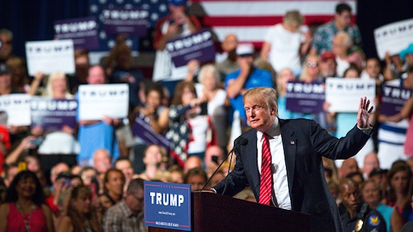 Trump giving a campaign speech on immigration in Arizona earlier this year