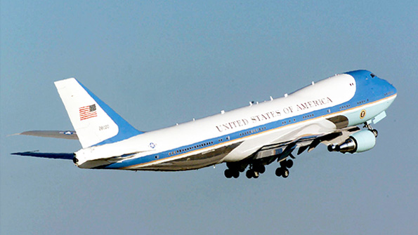 Air Force One takes off on a 2000 flight