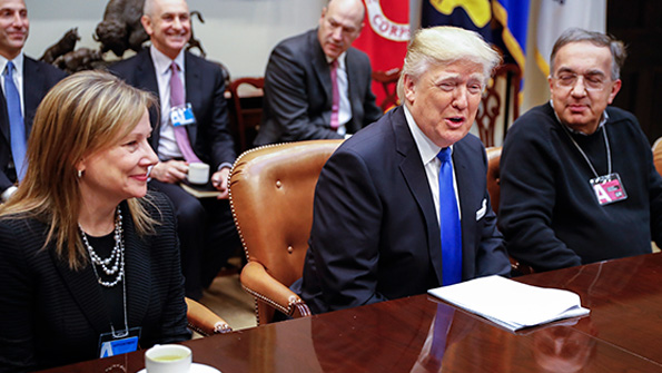 Mary Barra Donald Trump and Sergio Marchionne