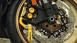 Roadlok devices manufactured in the United States immobilize motorcycles safely and help prevent damage from rolling as well as theft Roadlok devices manufactured in the United States immobilize motorcycles safely and help prevent damage from rolling as well as theft