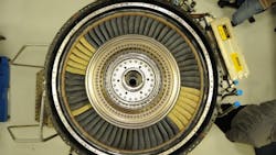 The ADVENT adaptive cycle jet engine has a lowpressure turbine with blades made from carbon matrix composites Some of them are covered with a special yellow environmental coating The engine which has 45000 pounds of thrust could one day power the F35 Joint Strike Fighter The ADVENT adaptive cycle jet engine has a lowpressure turbine with blades made from carbon matrix composites Some of them are covered with a special yellow environmental coating The engine which has 45000 pounds of thrust could one day power the F35 Joint Strike Fighter