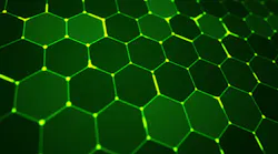 A tessellation of green hexagons