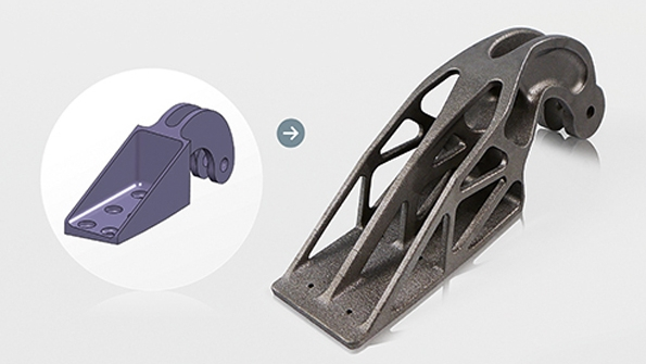 Airbus used laser sintering to create a lighter titanium version of this A320 hinge bracket