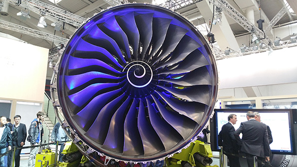 A GE engine on display at 2016 Hannover Messe