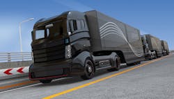 Fleet of autonomous hybrid trucks driving on highway Thinkstock Fleet of autonomous hybrid trucks driving on highway Thinkstock