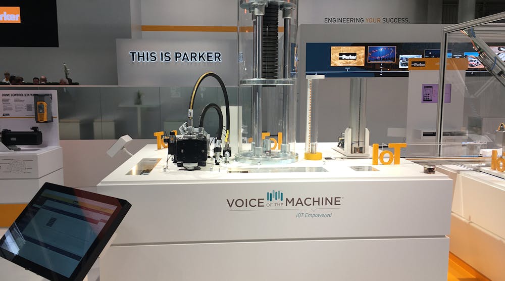 At Hannover Messe, Parker Hannifin demonstrated its Voice of the Machine IoT platform, providing customers with insights into the performance of discrete equipment components.