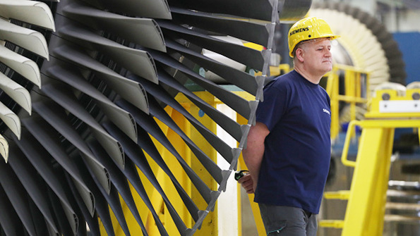 Factory worker at German Siemens plant