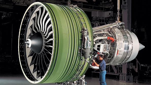 A GE jet engine built with some 3D printed parts