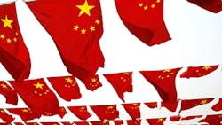 A field of Chinese flags A field of Chinese flags