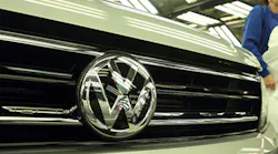 A Volkswagen sedan grille at the companys factory in Wolfsburg Germany