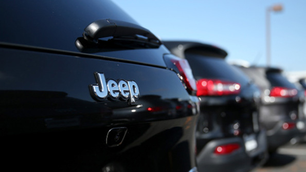 A row of Jeeps on the lot