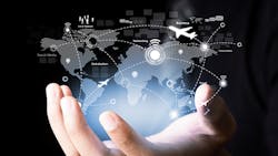 A Thinkstock image of a glowing global map with symbols in the palm of a hand A Thinkstock image of a glowing global map with symbols in the palm of a hand