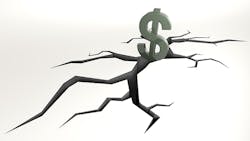 dollar sign over a crack dollar sign over a crack